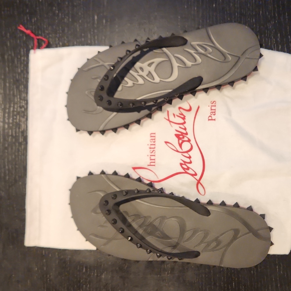 Christian Louboutin Loubi Stud Platform Flip Flops Size 42